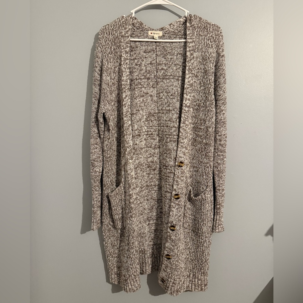 Brown Knit Cardigan Sweater